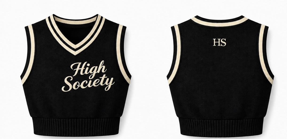 Black Cropped Sweater Vest (Pre Order)