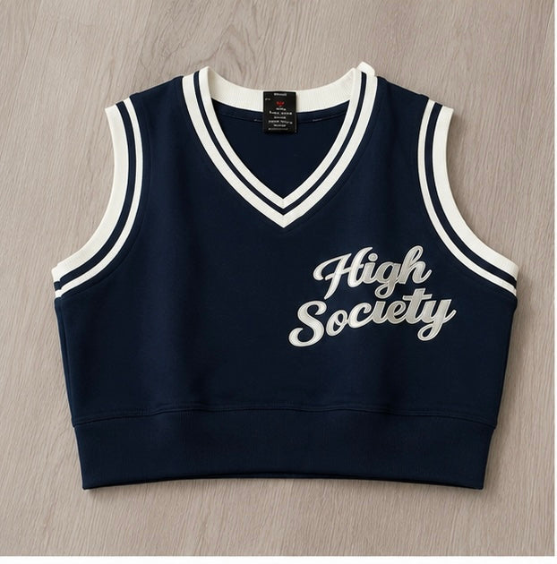 Navy Cropped Sweater Vest