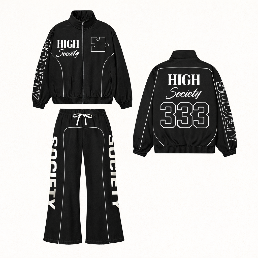 Black Windbreaker Set