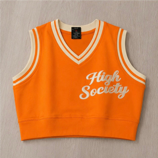 Orange Cropped Sweater Vest