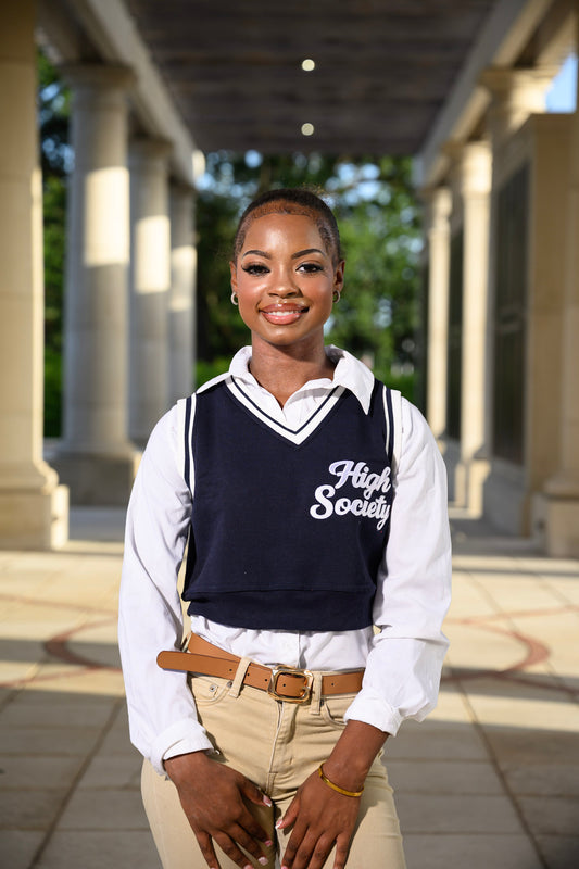 Navy Cropped Sweater Vest