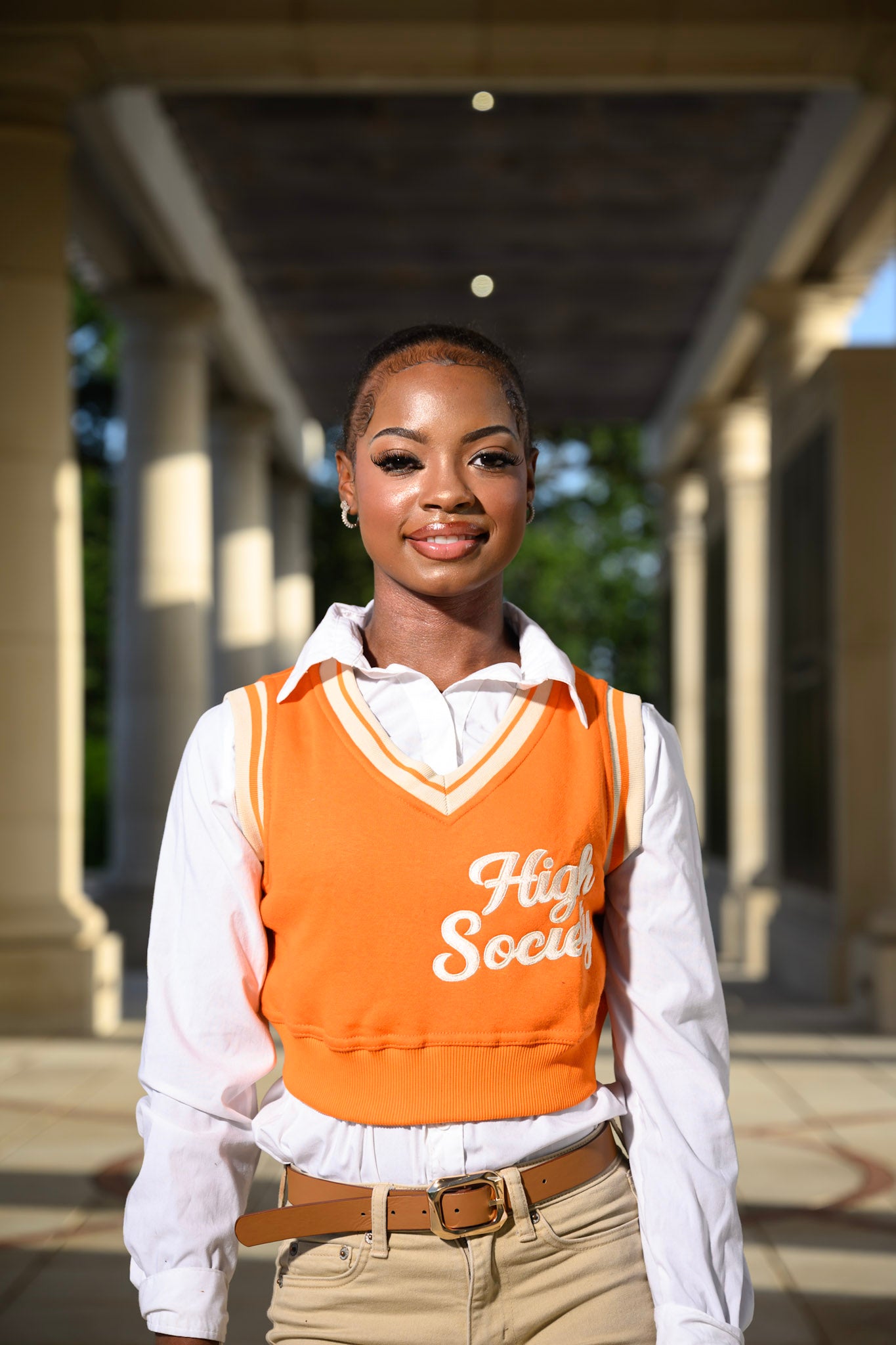 Orange Cropped Sweater Vest