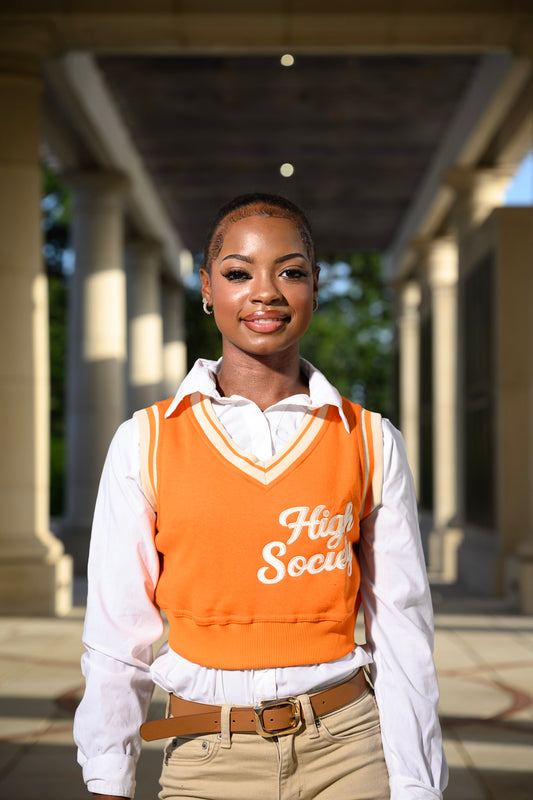 Orange Cropped Sweater Vest